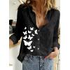 imageAstylish Womens V Neck Roll up Sleeve Button Down Blouses TopsV Black