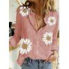 imageAstylish Womens V Neck Roll up Sleeve Button Down Blouses TopsV Pink