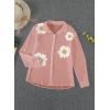 imageAstylish Womens V Neck Roll up Sleeve Button Down Blouses TopsV Pink