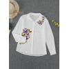 imageAstylish Womens V Neck Roll up Sleeve Button Down Blouses TopsV White
