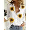 imageAstylish Womens V Neck Roll up Sleeve Button Down Blouses TopsW White