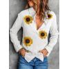 imageAstylish Womens V Neck Roll up Sleeve Button Down Blouses TopsW White