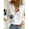imageAstylish Womens V Neck Roll up Sleeve Button Down Blouses TopsY White