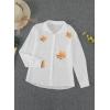 imageAstylish Womens V Neck Roll up Sleeve Button Down Blouses TopsZ White