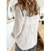 imageAstylish Womens V Neck Roll up Sleeve Button Down Blouses TopsZz White