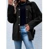 imageAstylish Womens Waffle Knit Long Shacket Jacket Oversized Casual Blouses Button Down Collared Dressy ShirtsBlack