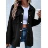 imageAstylish Womens Waffle Knit Long Shacket Jacket Oversized Casual Blouses Button Down Collared Dressy ShirtsBlack
