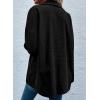imageAstylish Womens Waffle Knit Long Shacket Jacket Oversized Casual Blouses Button Down Collared Dressy ShirtsBlack