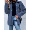 imageAstylish Womens Waffle Knit Long Shacket Jacket Oversized Casual Blouses Button Down Collared Dressy ShirtsBlue