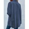 imageAstylish Womens Waffle Knit Long Shacket Jacket Oversized Casual Blouses Button Down Collared Dressy ShirtsBlue