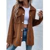 imageAstylish Womens Waffle Knit Long Shacket Jacket Oversized Casual Blouses Button Down Collared Dressy ShirtsBrown