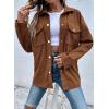 imageAstylish Womens Waffle Knit Long Shacket Jacket Oversized Casual Blouses Button Down Collared Dressy ShirtsBrown