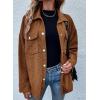 imageAstylish Womens Waffle Knit Long Shacket Jacket Oversized Casual Blouses Button Down Collared Dressy ShirtsBrown