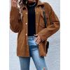imageAstylish Womens Waffle Knit Long Shacket Jacket Oversized Casual Blouses Button Down Collared Dressy ShirtsBrown