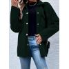 imageAstylish Womens Waffle Knit Long Shacket Jacket Oversized Casual Blouses Button Down Collared Dressy ShirtsDark Green