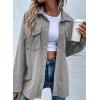 imageAstylish Womens Waffle Knit Long Shacket Jacket Oversized Casual Blouses Button Down Collared Dressy ShirtsGray