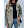 imageAstylish Womens Waffle Knit Long Shacket Jacket Oversized Casual Blouses Button Down Collared Dressy ShirtsGreen