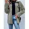 imageAstylish Womens Waffle Knit Long Shacket Jacket Oversized Casual Blouses Button Down Collared Dressy ShirtsGreen