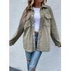 imageAstylish Womens Waffle Knit Long Shacket Jacket Oversized Casual Blouses Button Down Collared Dressy ShirtsGreen