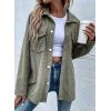 imageAstylish Womens Waffle Knit Long Shacket Jacket Oversized Casual Blouses Button Down Collared Dressy ShirtsGreen