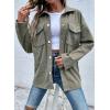 imageAstylish Womens Waffle Knit Long Shacket Jacket Oversized Casual Blouses Button Down Collared Dressy ShirtsGreen