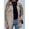 imageAstylish Womens Waffle Knit Long Shacket Jacket Oversized Casual Blouses Button Down Collared Dressy ShirtsKhaki