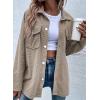 imageAstylish Womens Waffle Knit Long Shacket Jacket Oversized Casual Blouses Button Down Collared Dressy ShirtsKhaki