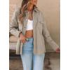 imageAstylish Womens Waffle Knit Long Shacket Jacket Oversized Casual Blouses Button Down Collared Dressy ShirtsKhaki