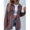 imageAstylish Womens Waffle Knit Long Shacket Jacket Oversized Casual Blouses Button Down Collared Dressy ShirtsPink