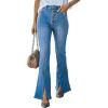 imageAstylish Jeans for Women High Waisted Flare Wide Leg Trendy Teen Girls Denim Pants Sky Blue Size 14