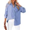 imageAstylish Women Blouses Oversized Striped Shirt Long Sleeve V Neck Button Down Work TopsBlue Stripe
