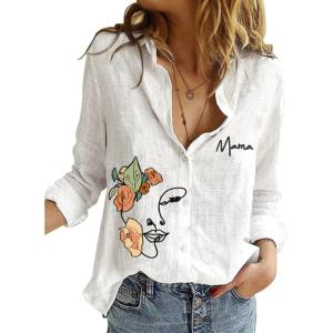 imageAstylish Womens V Neck Roll up Sleeve Button Down Blouses TopsX White
