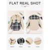 imageAstylish Women 2024 Fashion Long Sleeve Shacket Jacket Button Down Plaid Shirts with PocketsBeige