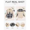 imageAstylish Women 2024 Fashion Long Sleeve Shacket Jacket Button Down Plaid Shirts with PocketsBeige