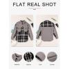 imageAstylish Women 2024 Fashion Long Sleeve Shacket Jacket Button Down Plaid Shirts with PocketsGray