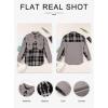 imageAstylish Women 2024 Fashion Long Sleeve Shacket Jacket Button Down Plaid Shirts with PocketsGray