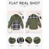 imageAstylish Women 2024 Fashion Long Sleeve Shacket Jacket Button Down Plaid Shirts with PocketsJungle Green