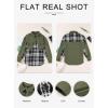 imageAstylish Women 2024 Fashion Long Sleeve Shacket Jacket Button Down Plaid Shirts with PocketsJungle Green