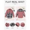 imageAstylish Women 2024 Fashion Long Sleeve Shacket Jacket Button Down Plaid Shirts with PocketsMineral Red