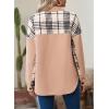 imageAstylish Women 2024 Fashion Long Sleeve Shacket Jacket Button Down Plaid Shirts with PocketsStraw Yellow