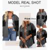 imageAstylish Womens 2024 Corduroy Shacket Color Block Waffle Jackets Casual Long Sleeve Button Down Shirts CoatBlack