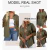 imageAstylish Womens 2024 Corduroy Shacket Color Block Waffle Jackets Casual Long Sleeve Button Down Shirts CoatBlackish Green