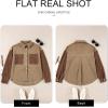 imageAstylish Womens 2024 Corduroy Shacket Color Block Waffle Jackets Casual Long Sleeve Button Down Shirts CoatBrown