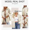 imageAstylish Womens 2024 Corduroy Shacket Color Block Waffle Jackets Casual Long Sleeve Button Down Shirts CoatWhite