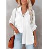 imageAstylish Womens Casual Roll up Sleeve Lightweight Blouse Top Button Down Tunic Shirts with Pocket