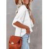 imageAstylish Womens Casual Roll up Sleeve Lightweight Blouse Top Button Down Tunic Shirts with Pocket