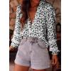 imageAstylish Womens Floral Printed Mock Neck Shirt Button Down Eyelet Blouse TopsBlack