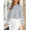 imageAstylish Womens Floral Printed Mock Neck Shirt Button Down Eyelet Blouse TopsBlue