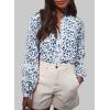 imageAstylish Womens Floral Printed Mock Neck Shirt Button Down Eyelet Blouse TopsBlue
