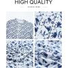 imageAstylish Womens Floral Printed Mock Neck Shirt Button Down Eyelet Blouse TopsBlue